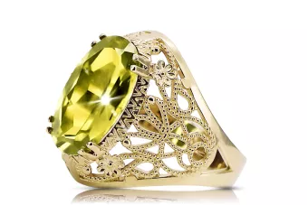 Vintage Ring Yellow Peridot 14K Yellow gold vrc074y